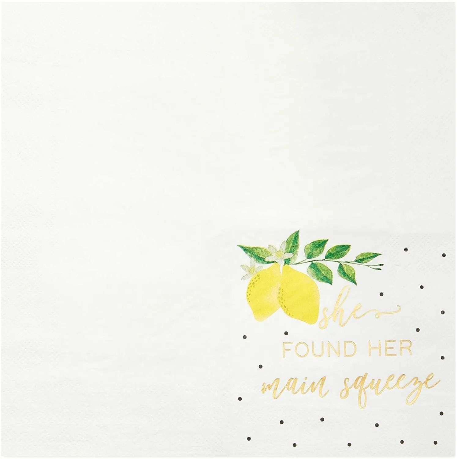 100 Pack She Found Her Main Squeeze Napkins, Lemon Party Supplies for Bridal Shower