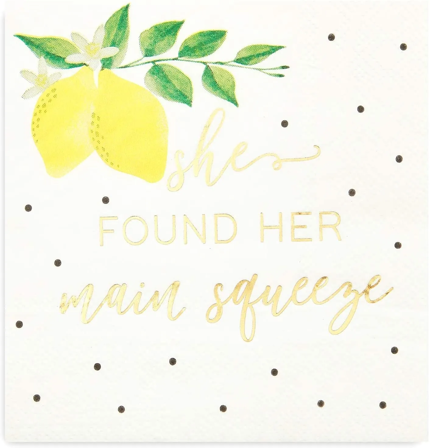 100 Pack She Found Her Main Squeeze Napkins, Lemon Party Supplies for Bridal Shower