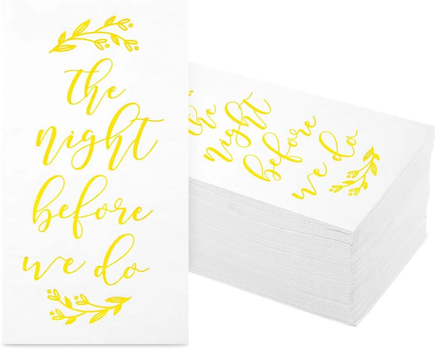 100 Pack Wedding Rehearsal Dinner Napkins with Gold Foil Accents, The Night Before We Do (3-Ply, 4 x 8 In)