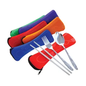 3 pcs Cutlery Set with neoprene pouch