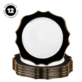 Acrylic Charger Plates Round with Gold Modern Scallop Edge