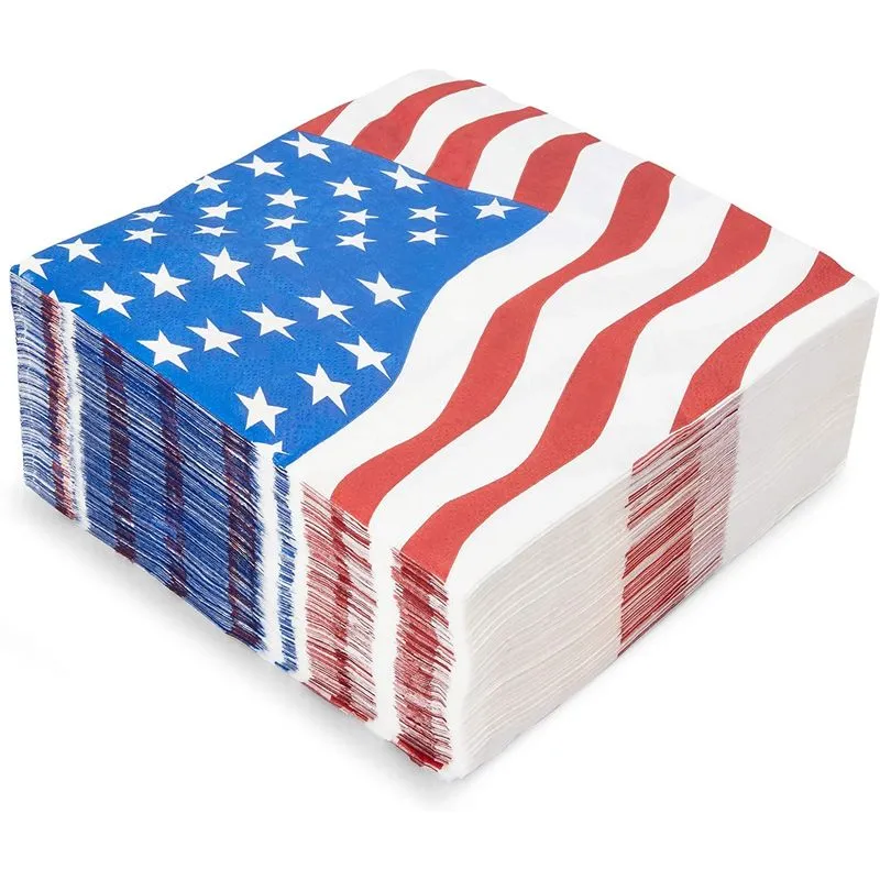 American Flag Paper Plates, and Napkins for 4th of July (20 Guests, 200 Pieces)