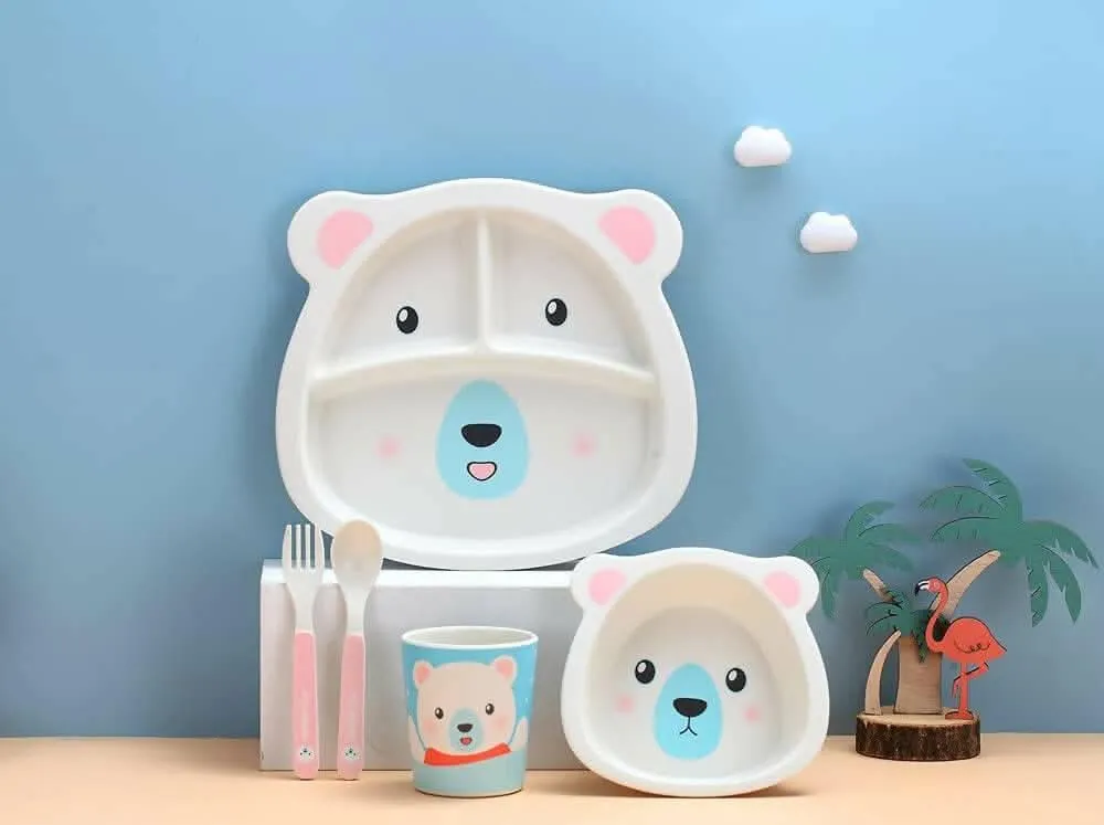 Animals Face 5pcs Tableware Set For Kids (Panda)