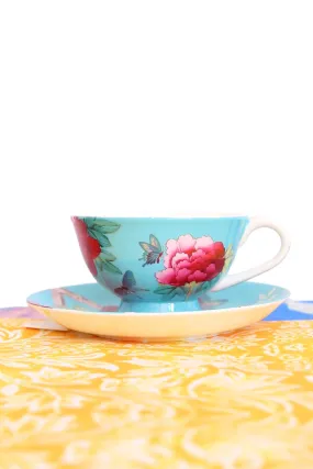 ANNA CHANDLER TEA CUP AND SAUCER SET AQUA