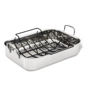 Anolon Tri-Ply Clad 17" x 12.5" Rectangular Roaster with Nonstick Rack