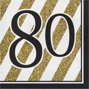 Black & Gold "80" Lunch Napkins (16ct)