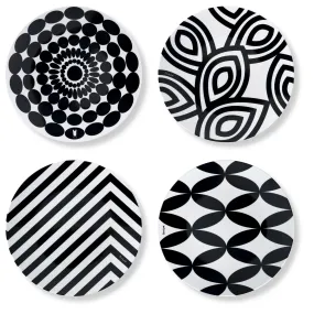 Black and White 11" Dinner Plate Gift Box Set of 4