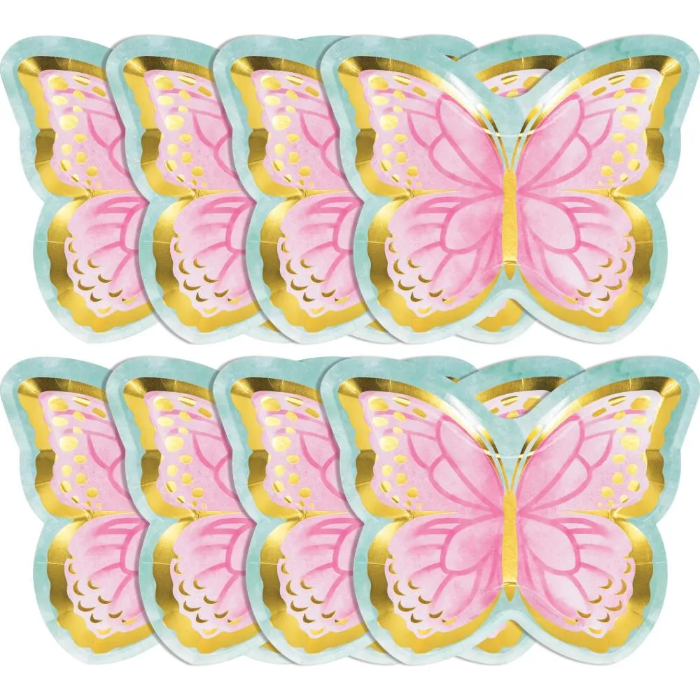 Bulk Shimmering Butterfly Shaped Paper Dinner Plates (96 per Case)