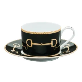 Cheval Black Cup & Saucer - Julie Wear Equestrian Tableware