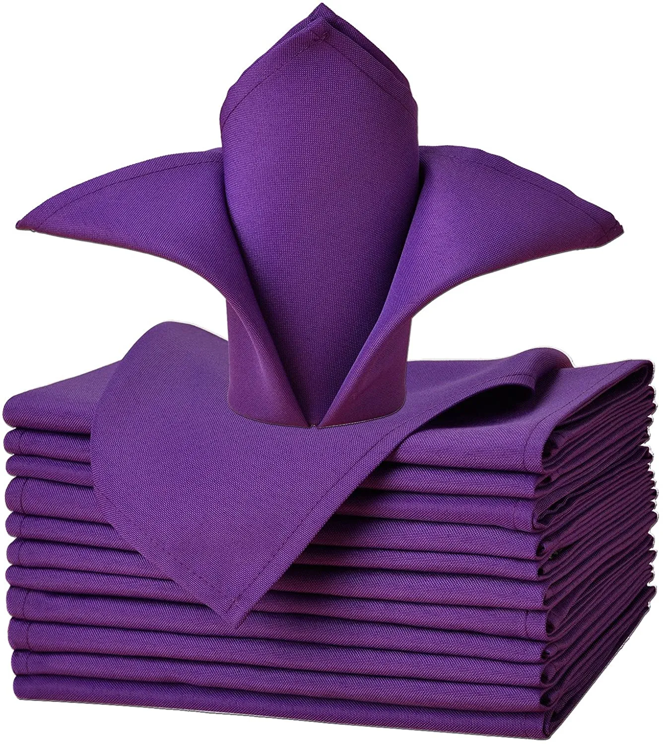 Cloth Napkins - Set of 12 Pieces Solid Polyester Table Napkins - Soft Washable and Reusable