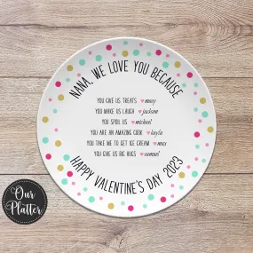 Custom "We Love You Because" Personalized Plates