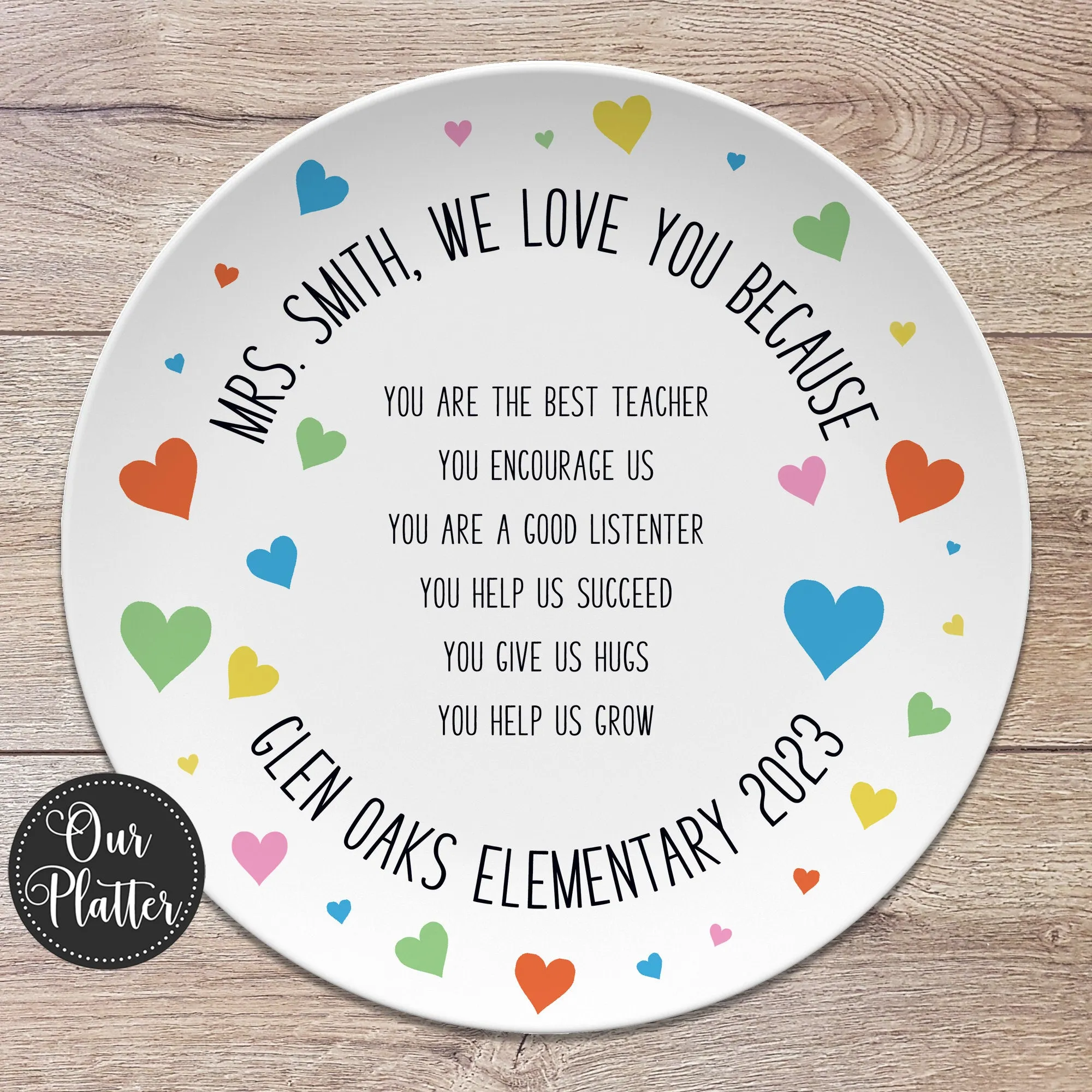 Custom "We Love You Because" Personalized Plates