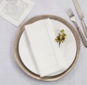 Dinner Napkin Hemstitch Border- White