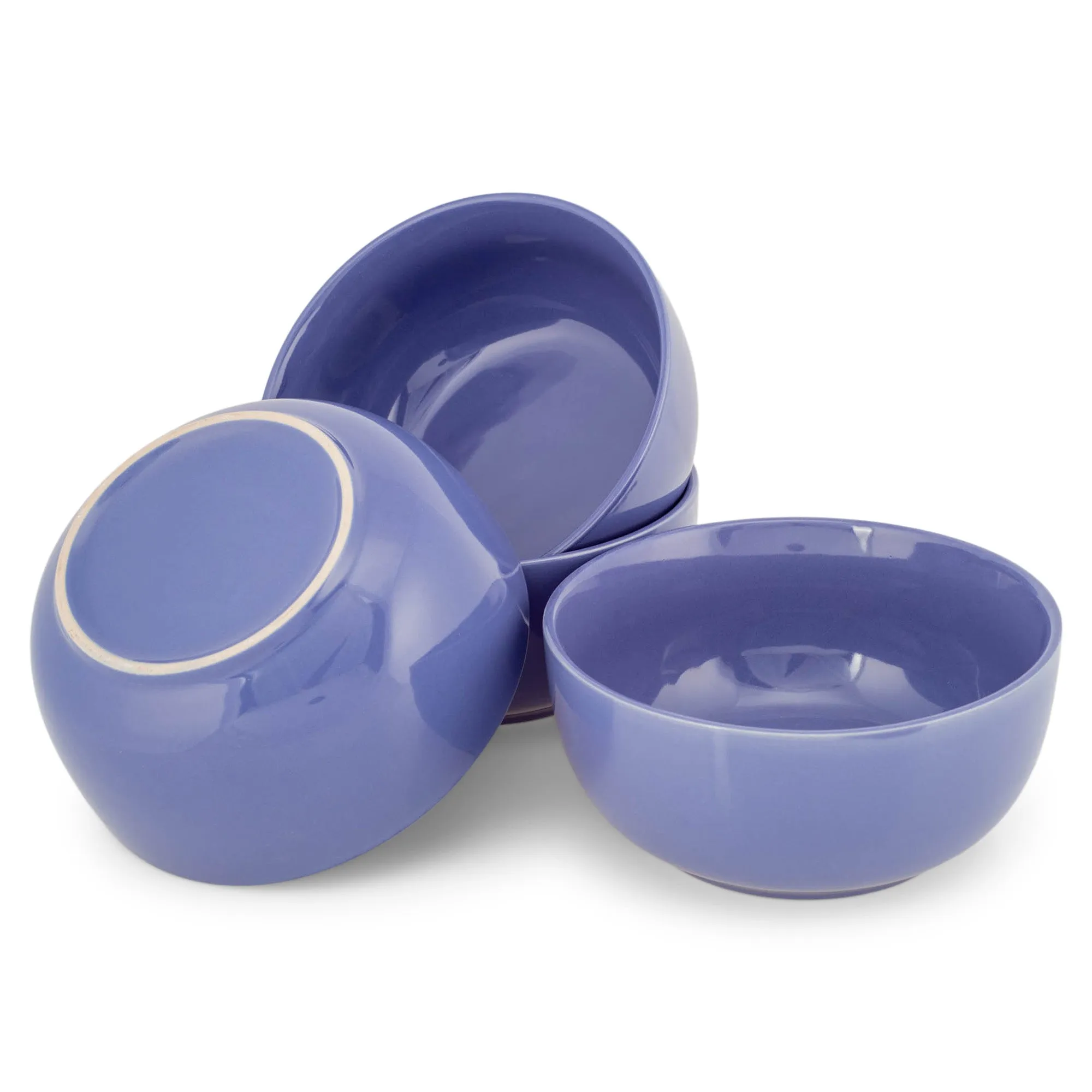 Elanze Designs Bistro Glossy Ceramic 6.5 inch Soup Bowls Set of 4, Purple