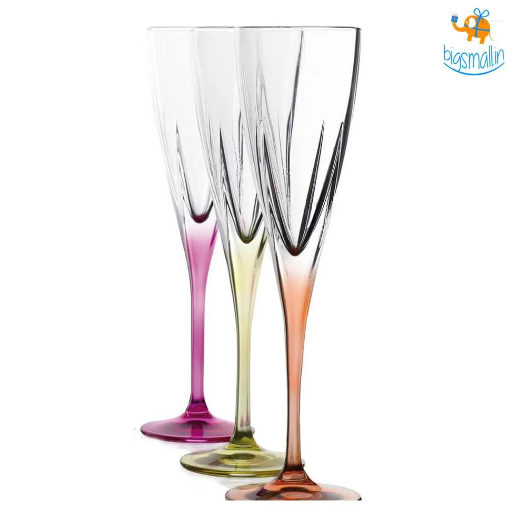 Elegante' Crystal Tint Champagne Flutes - Set of 6