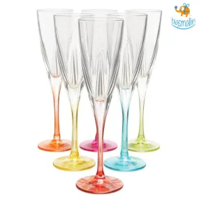 Elegante' Crystal Tint Champagne Flutes - Set of 6