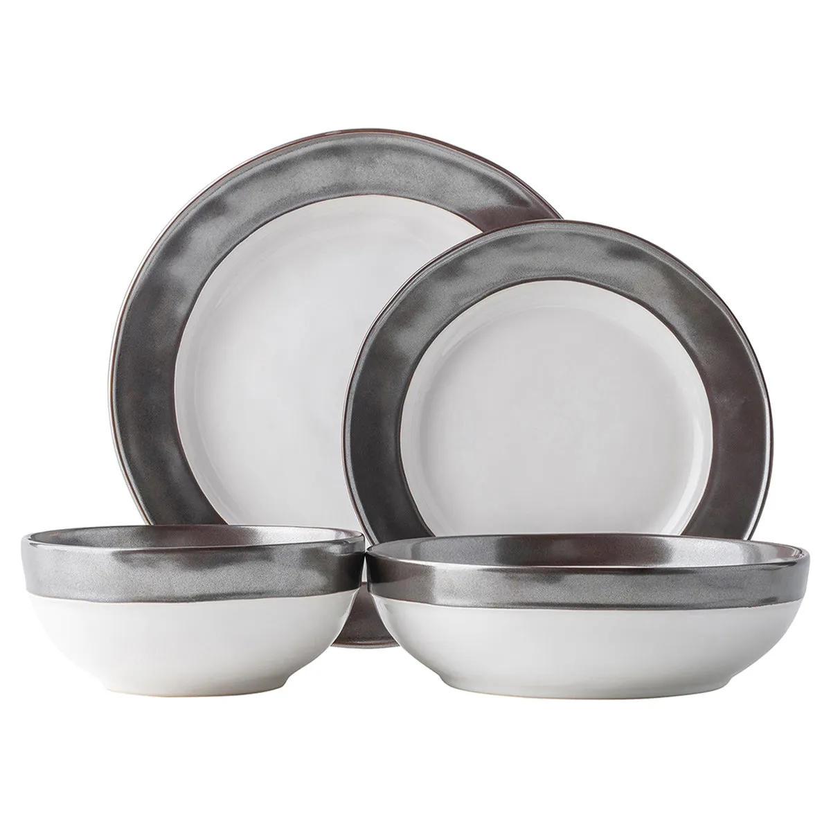 Emerson 4pc Place Setting - White/Pewter