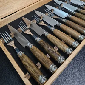 Exclusive Round Wood Cutlery Set with Double Alpaca - Handcrafted Argentine Artistry