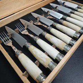 Exclusive Smooth Bone Cutlery Set with Double Alpaca - Handcrafted Argentine Artistry