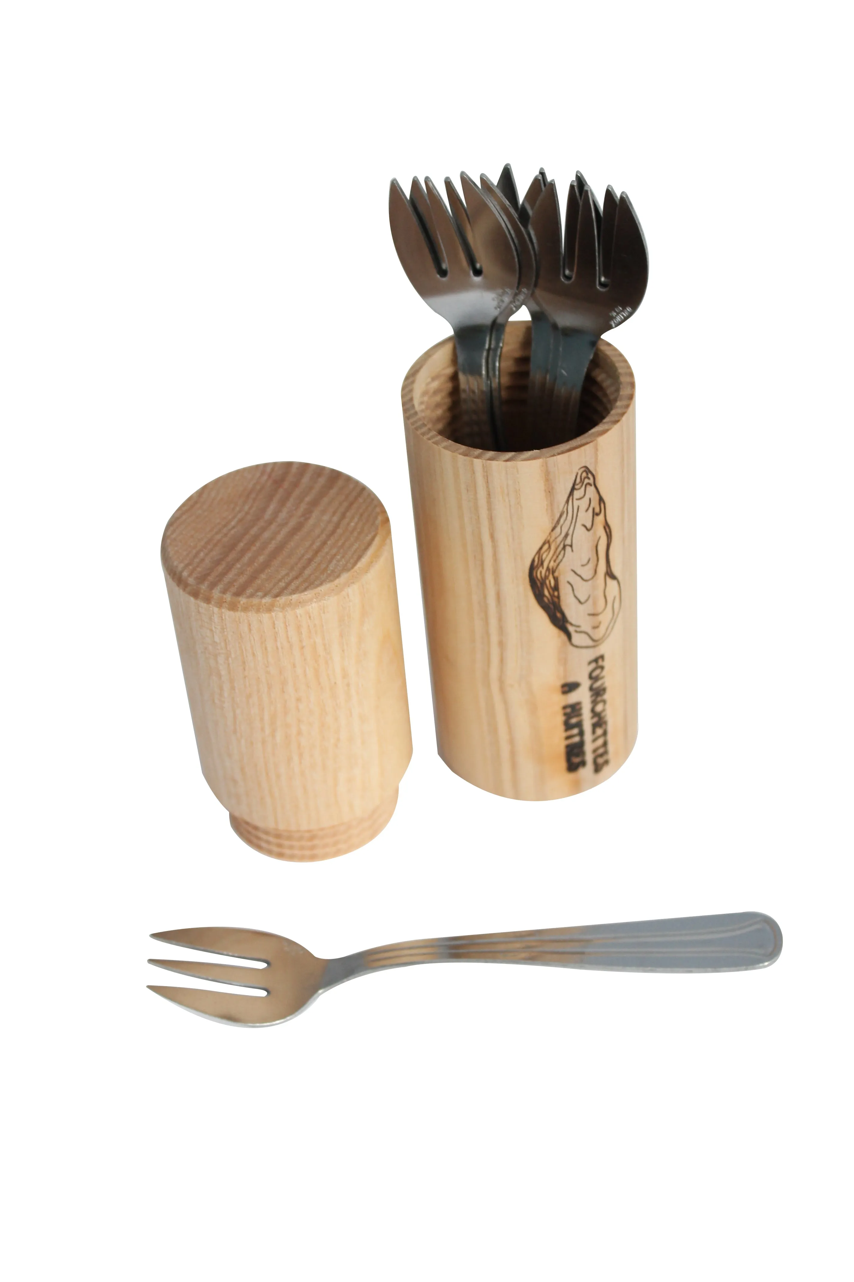 French Oyster Forks Set in Wooden Case - Fourchettes à Huitres