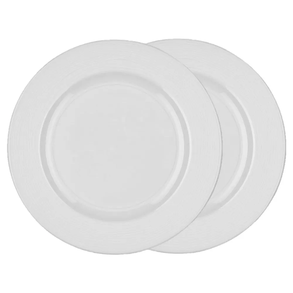 Genevi√®ve Lethu Dinnerware 26cm Porcelain Dinner Plates, Set of 2, White