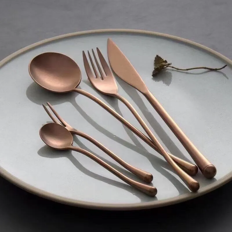 Gohobi A Set of 5 Pieces Rose Gold Stonewashed Cutlery