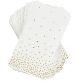 Gold Foil Polka Dot Confetti Paper Napkins for Party (4 x 8 Inches, 50 Pack)