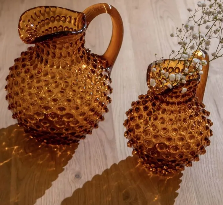 Hobnail Jug - 1L Round - Amber