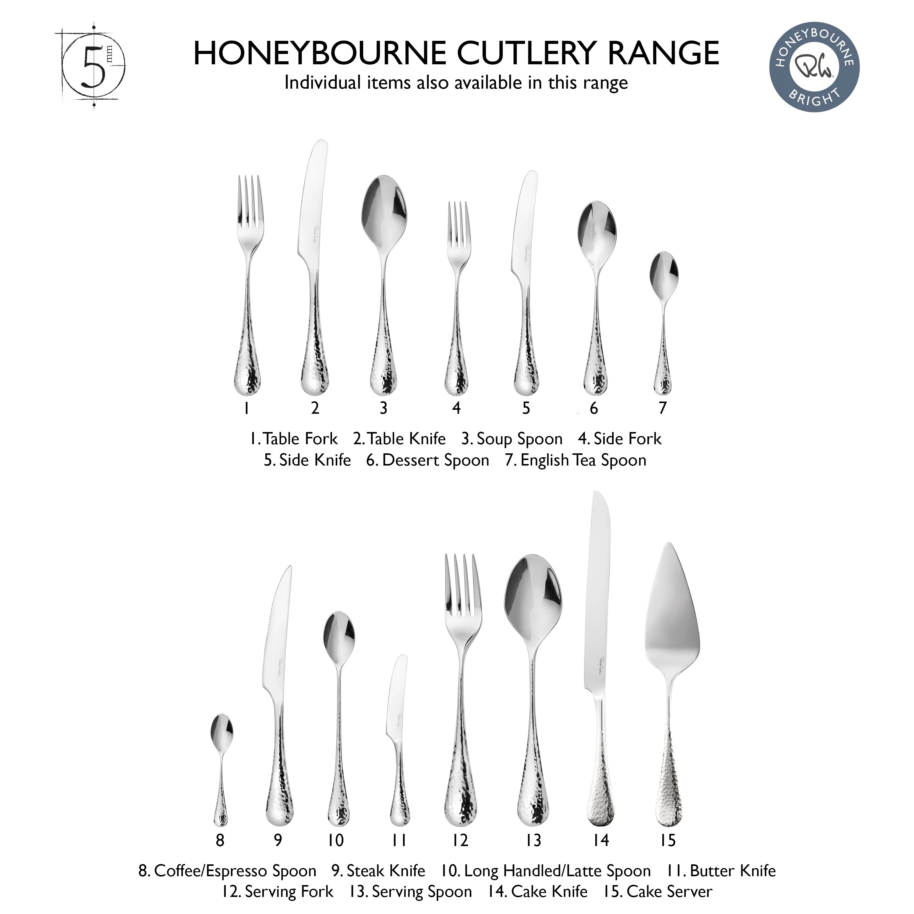 Honeybourne Bright Cutlery Set, 42 Piece for 6 People