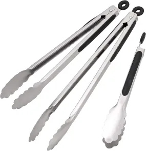 Kitch N' Wares Stainless Steel Kitchen Tongs, Set of 3-9 Inch, 12 Inch and 14 Inch -