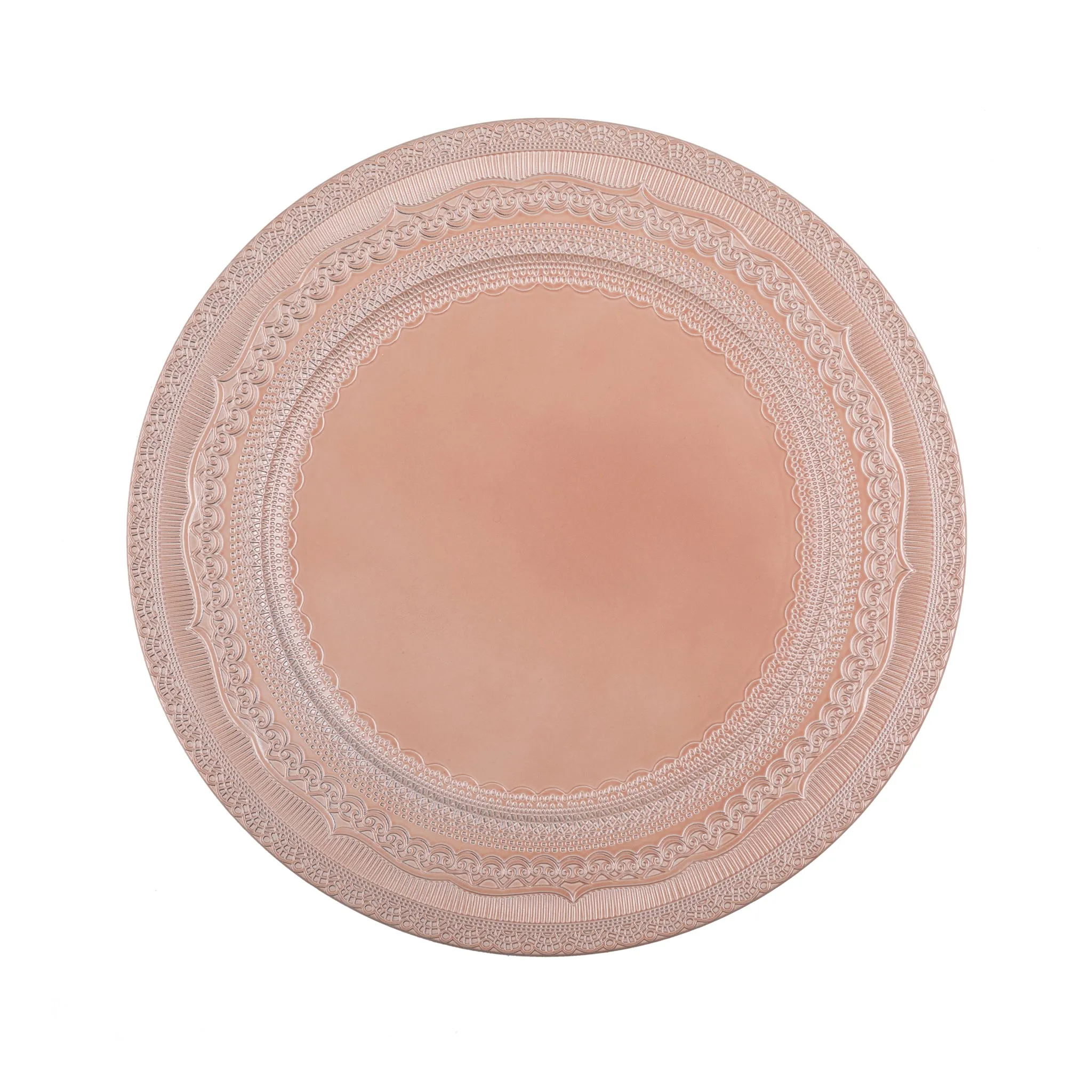 Lace Embossed  Acrylic Plastic Charger Plate - Blush