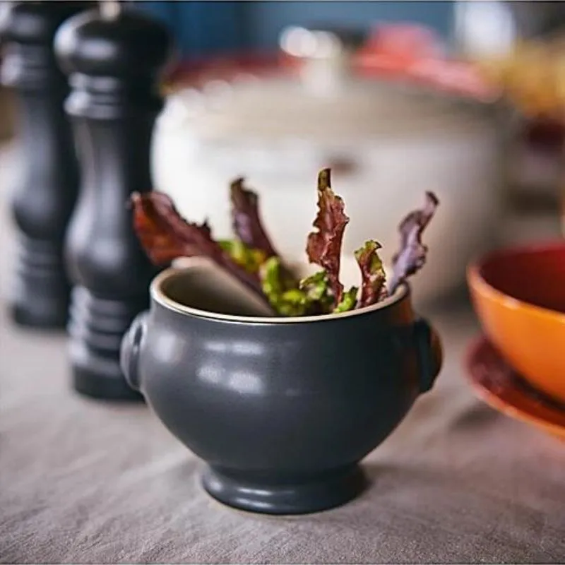 Le Creuset Stoneware Lion Head Soup Bowl Satin Black