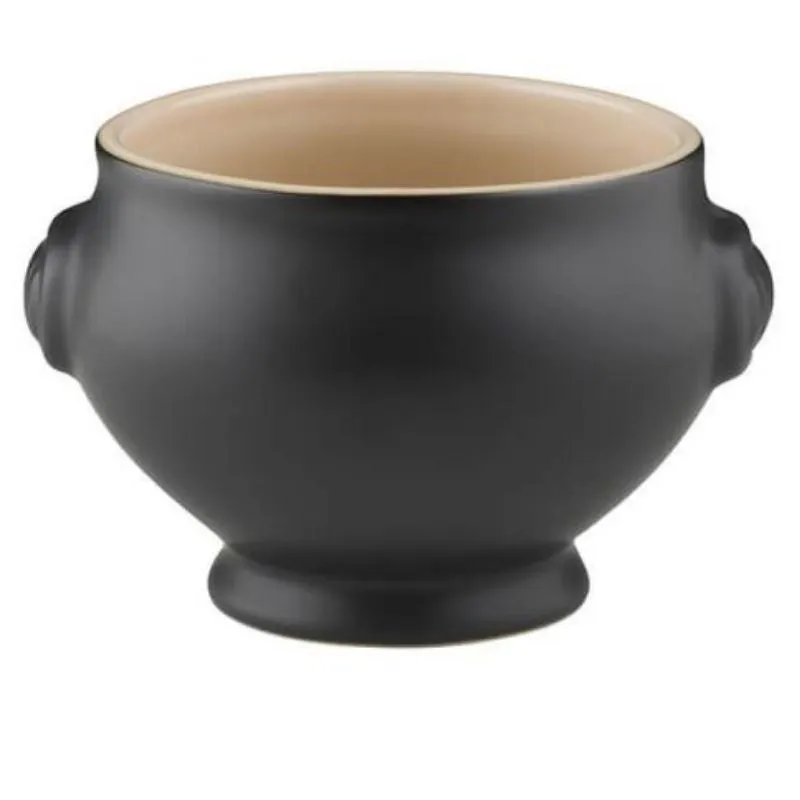 Le Creuset Stoneware Lion Head Soup Bowl Satin Black