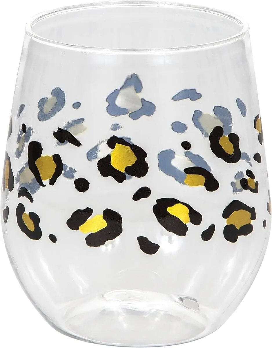 Leopard Plastic Wine Glass