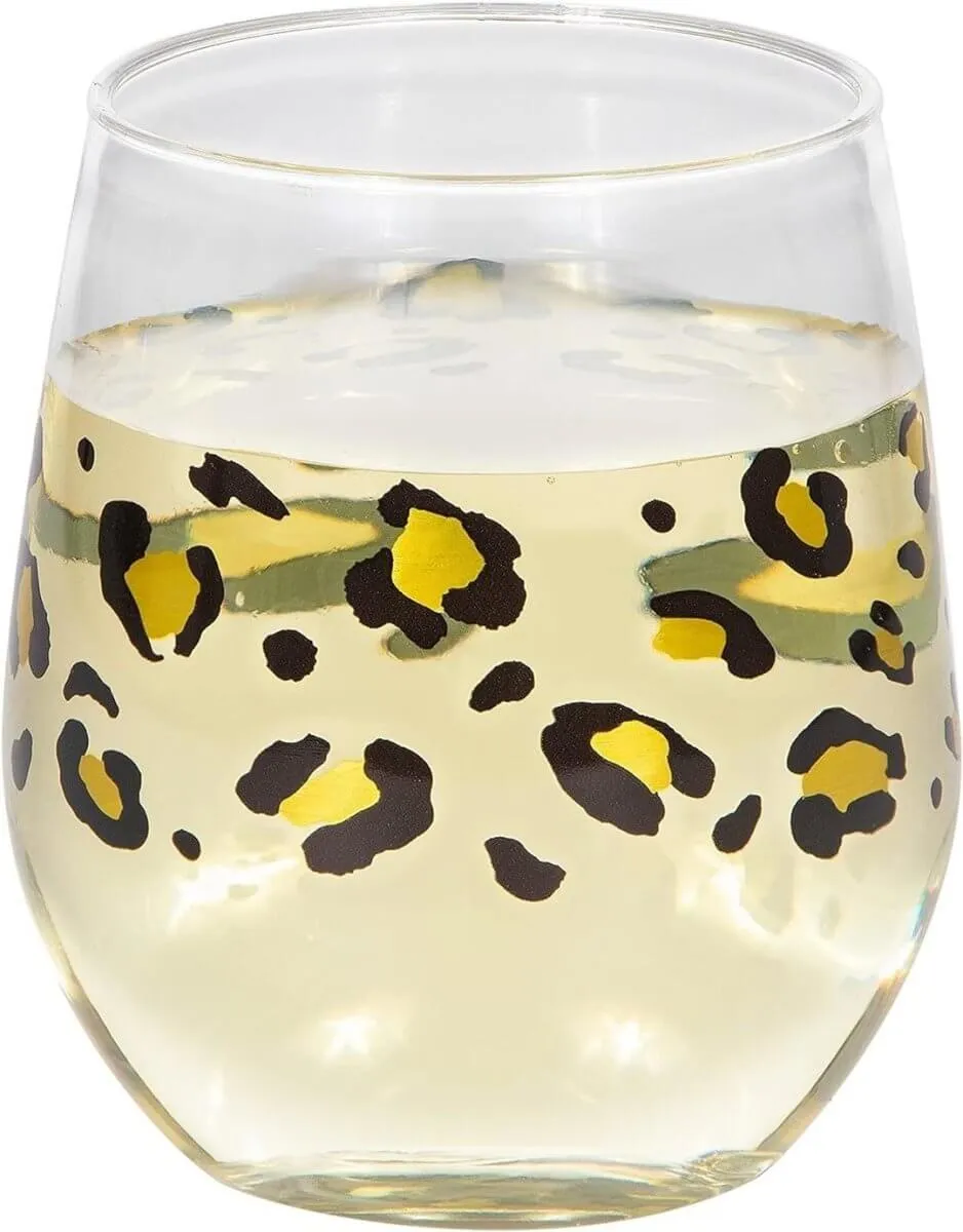 Leopard Plastic Wine Glass