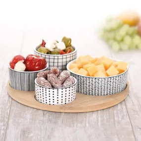 Opulence Serving Set: 5PC Elegant Tray with Porcelain Bowls | Cotton Home UAE