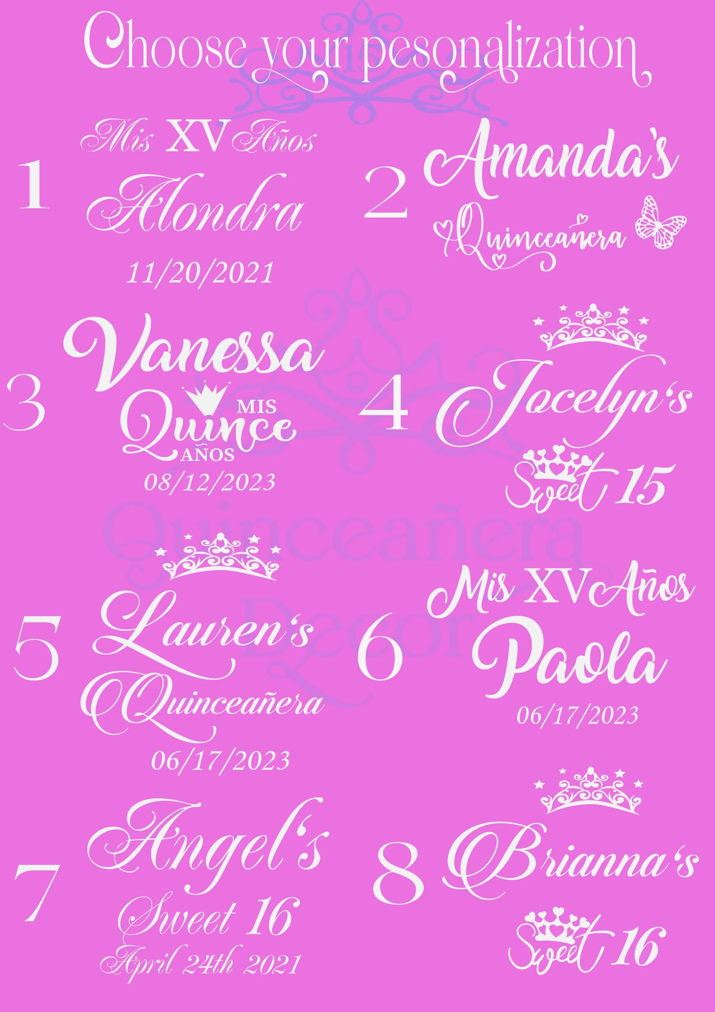 Pink Iridescent quinceanera toasting package