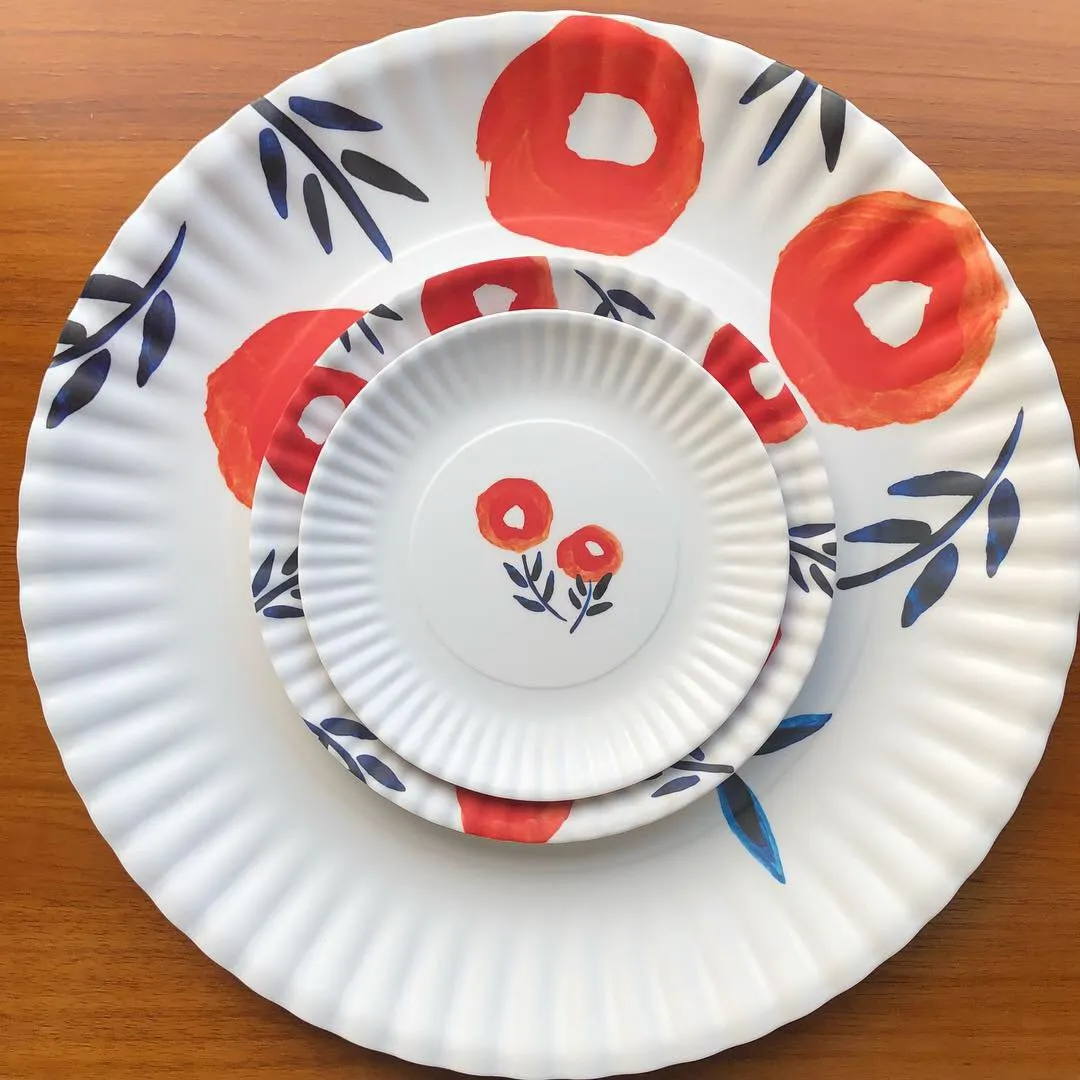 Poppies Matte Melamine Plate Set (7.5 inch)