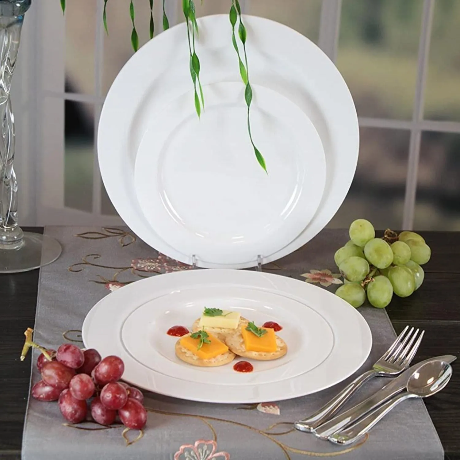 "BULK" Magnificence Heavy weight 10.25" Plastic Dinner Plate Value pack Pearl White