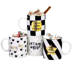 Set of 4 Ceramic Love Inspirational Coffee Or Tea Mug set Gift Set - Him And Her Gifts