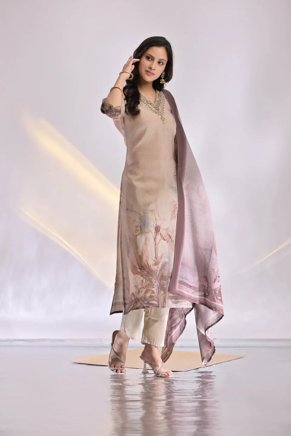 Simple Muslin  Suit Set with Dupatta