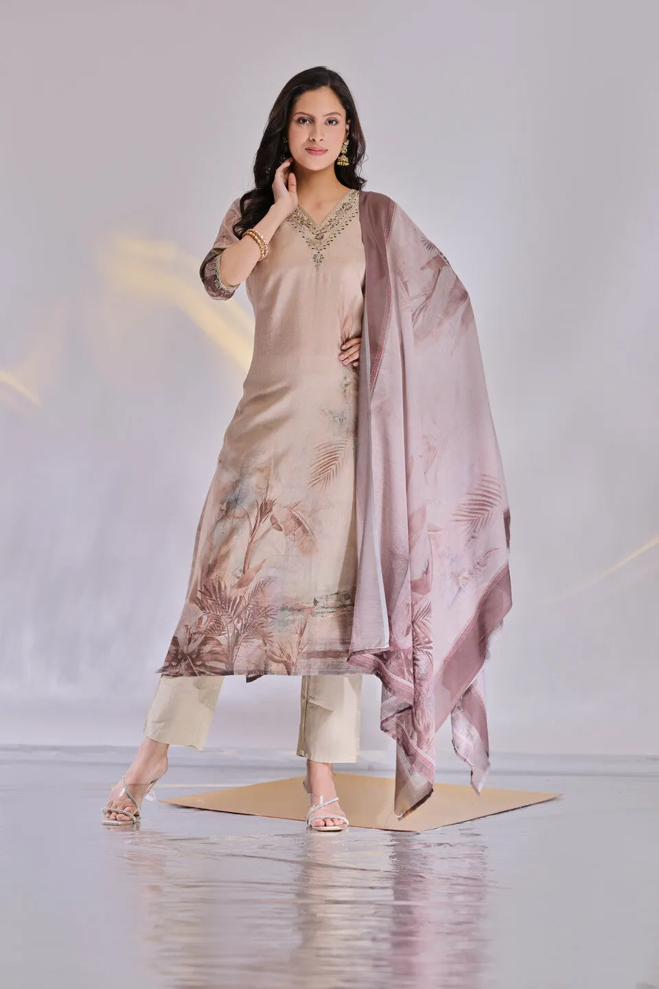 Simple Muslin  Suit Set with Dupatta