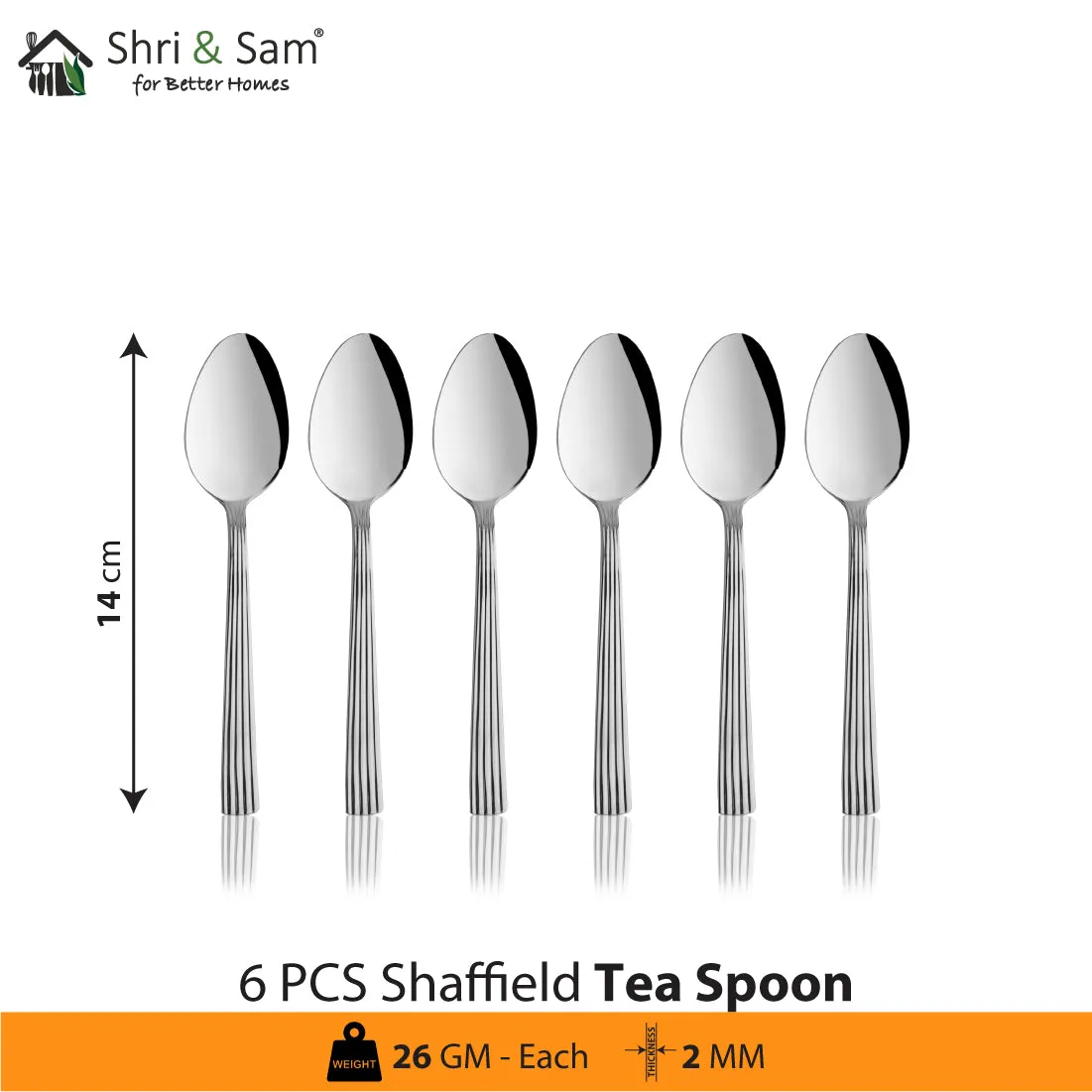 Stainless Steel 24 PCS Cutlery Set (6 Pcs Tea Spoon, 6 Pcs Dessert Spoon, 6 Pcs Dessert Fork and 6 Pcs Dessert Knife) with Leather Box Shaffield