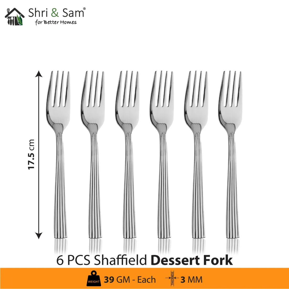 Stainless Steel 24 PCS Cutlery Set (6 Pcs Tea Spoon, 6 Pcs Dessert Spoon, 6 Pcs Dessert Fork and 6 Pcs Dessert Knife) with Leather Box Shaffield