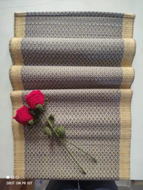 Table Runner : Hand woven madurkathi  Blue Honey Comb