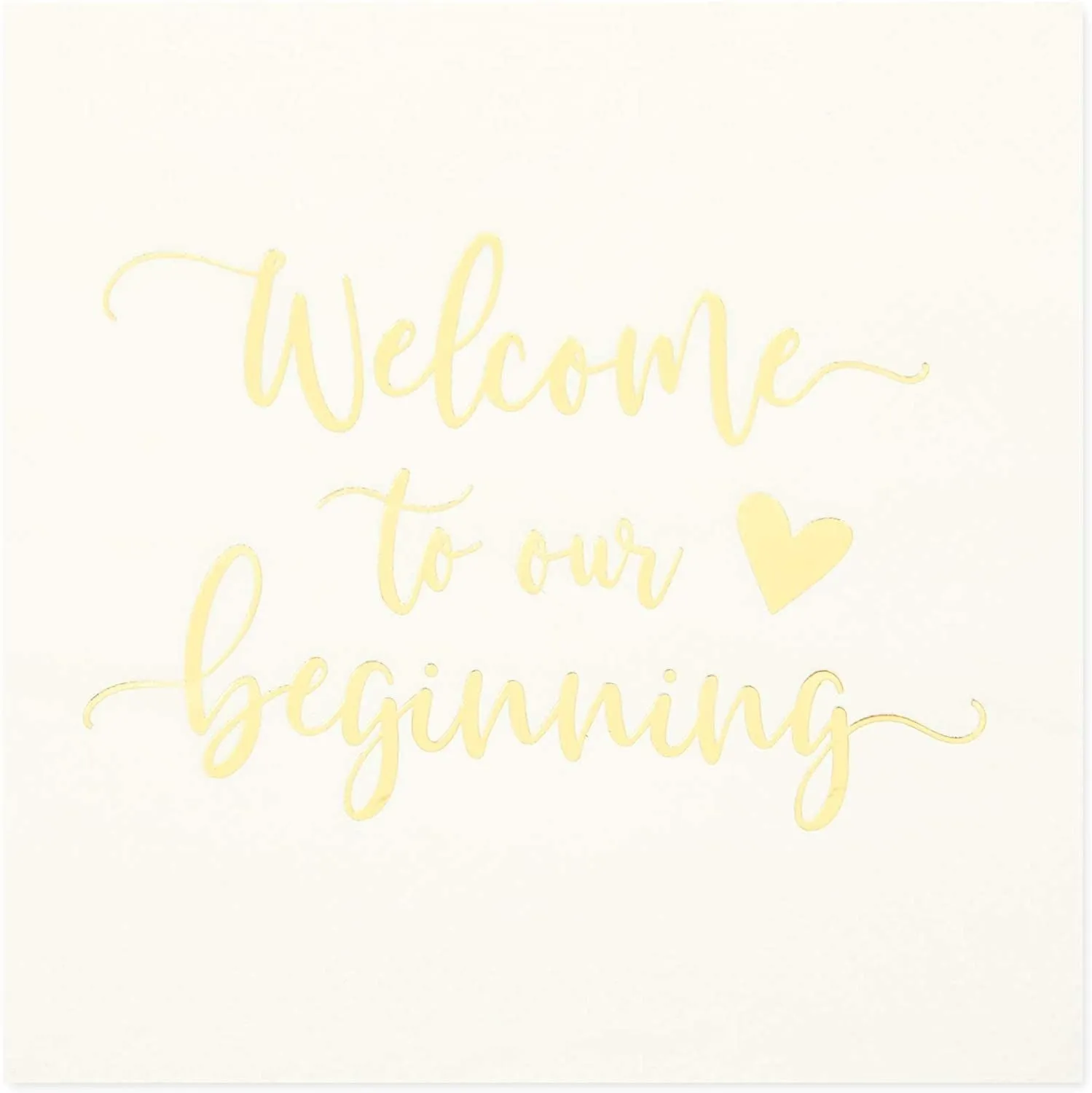 Wedding Cocktail Napkins, Welcome to our Beginning (White, 5 In, 100 Pack)