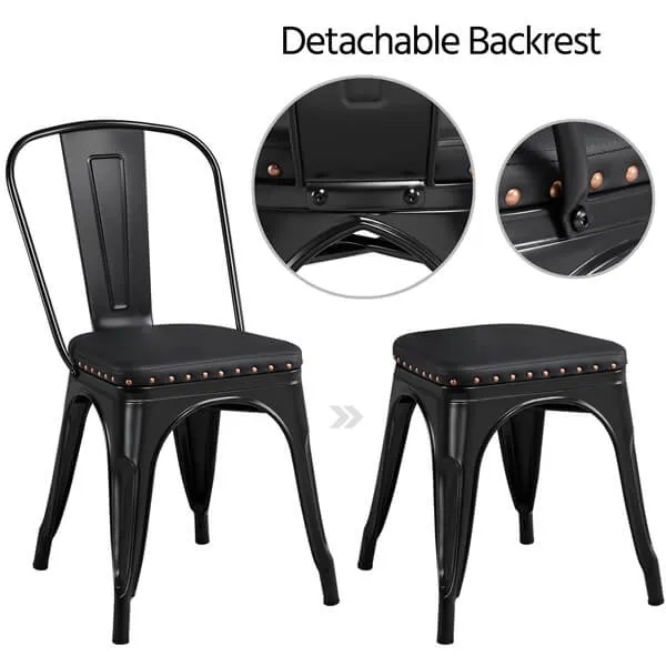 Yaheetech 4pcs Metal Dining Chairs with PU Leather Seat